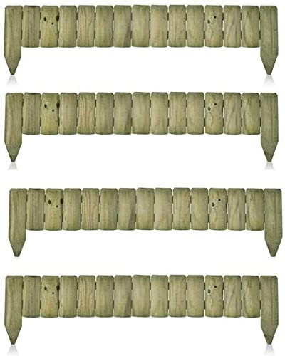 MATCHLESS Unique (Pack of 4) 1M Log Wooden Fixed Picket Log Border Fence Garden Outdoor Lawn Edging Wooden Edging Fence for Flower Beds Lawns Paths