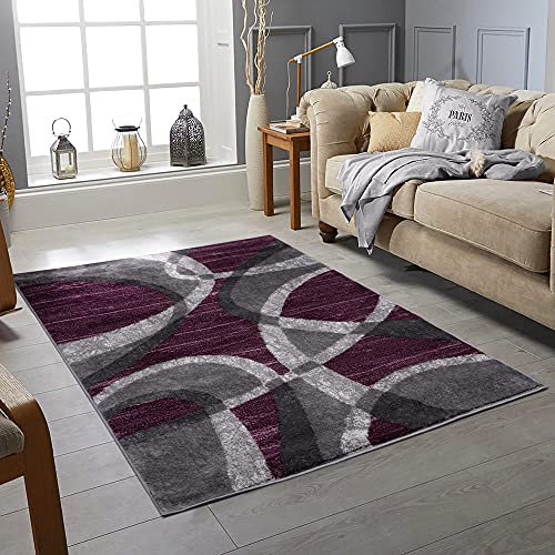 New Modern Rugs Wind Pattern Small Extra Large Bedroom Living Room Floor Rugs Hallway Carpet (Swing_Purple, 120_x_170)