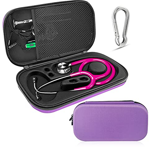 Harter Stethoskop-Koffer, große Aufbewahrungstasche, kompatibel mit 3M Littmann/ADC/MDF-Stethoskop für Krankenschwestern, Kinderärzte oder Medizinstudenten (lila)