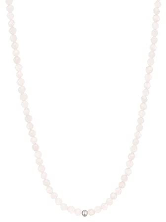 BERGERLIN Rosenquarz Halskette - rosa Kette - Silber - XS-S