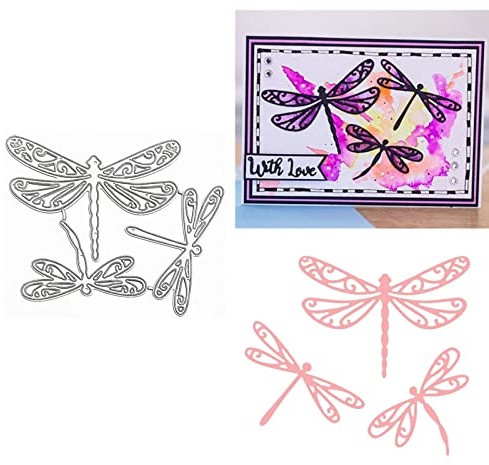 3 Stück/Set wunderschöne Libellenrahmen Metall-Stanzformen, Libellen-Stanzschablonen für DIY, Scrapbooking, Foto, dekorative Prägepapier-Stanzformen für Scrapbooking, Kartenherstellung