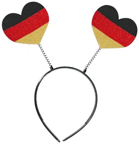 MIMIKRY Haarreif Wackelnde Herzen Glitzer Schwarz/Rot/Gold Wabbles Fan-Artikel Deutschland Kopfschmuck