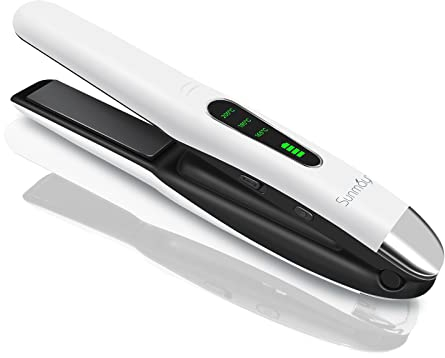 SUNMAY 2-in-1 Cordless Hair Straightener and Curler, Cordless Travel Flat Iron, Rechargeable Ceramic Mini Portable Curling Iron with 5000mA Battery, Anti-Scald 3-Level Adjust Temp, Travel Size