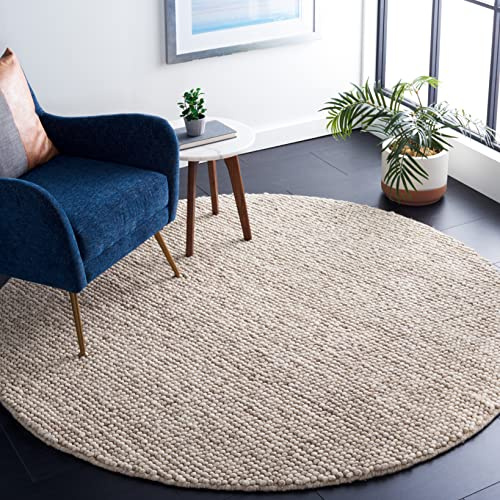 SAFAVIEH Naturfaser Teppich für Wohnzimmer, Esszimmer, Schlafzimmer - Natural Fiber Collection, Kurzer Flor, Beige, 120 x 120 cm