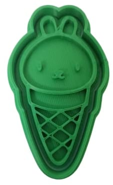 The Cookie Cutter Hub 9cm Ice Cream Bunny Cookie Cutter and Matching Embosser for Cookies Biscuits Clay Baking Decoration