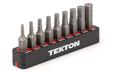 TEKTON 1/4 Zoll Sechskant-Bit-Set mit Schiene, 9-teilig (5/64-1/4 Zoll) | DZX93001