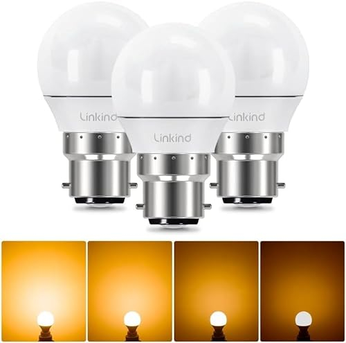 Linkind Dimmable Bayonet Light Bulbs, B22 LED Bulbs Warm White 2700k, 4.2W (40w Equivalent), 470LM, P45(G45) Energy Saving Light Bulbs Bayonette, Pack of 3