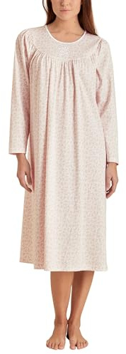 CALIDA Soft Cotton Langarm-Nachthemd Damen, Länge 110cm, aus 100% Baumwolle, mit sanft glänzender Satin-Paspelierung