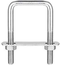 sourcing map Square U-Bolts, 42mm(1.65) Inner Width 80mm Length M8 304 Stainless Steel U Clamp Bolt with Nuts and Plates, for Boat Trailer