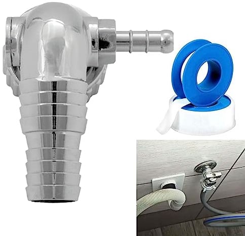 Parpyon® Siphon Ablaufgarnitur für Waschmaschine, Doppelwaschmaschine, Ablaufschlauch, Spülmaschine, Wasserhahn für Waschmaschine mit Kurvette, Anschluss 2 Wege (Ablauf+Trockner)
