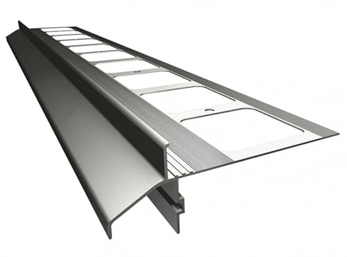 Renoplast® Perfil de Alero de Aluminio K40 200cm Gris | Acabado de Terrazas y Balcones | Suelos de Baldosas sobre Mortero Adhesivo | Sistemas de Drenaje de Agua | Perfil Angular | Anticorrosión