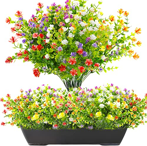 Künstliche Blumen Kunstblumen Außen Wetterfest Kunstpflanzen Blumenstrauß Pflanzen UV-beständig Balkonpflanzen Wie Echt für Balkonkasten Innen Außenbereich Garten Outdoor 6 Stück