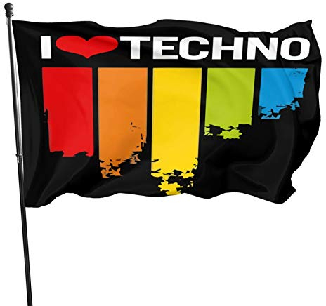 Gartenfahne Ich Liebe Techno 90X150Cm Garten Flagge Langlebig Feiertage Flags Verblassen Beständig Parteifahne Décor Für Veranda Lawn Porch