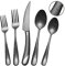SHEUMNT 20 Stück Hammerschlag Schwarzes Besteck, 18/10 Edelstahl Besteck Set, Modernes Küchenutensil Set Service für 4, Geschirr Set, Essbesteck Set inklusive Gabel Löffel und Messer