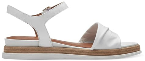 Tamaris Damen Sandaletten, Frauen Sandalen,Sommersandalen,bequem,flach,Sommerschuhe,Freizeitschuhe,offene Schuhe,Strandschuhe,White,42 EU