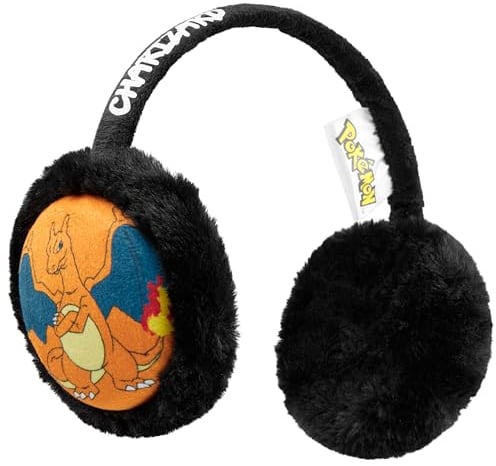 Pokémon Cache Oreilles Enfant Garçon, Cache-Oreille Chaud en Peluche pour Hiver (Multi Charizard)