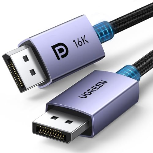 UGREEN Cable DisplayPort 2.1 Soporta 16K 30Hz 8K 60Hz 4K 240Hz 80Gbps HDR HDCP DP Compatible con Pantalla de Juegos, 3M