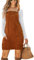 CUPSHE Women's Casual Mini Dress Square Neck Corduroy Solid Pocket Front Wide Straps Orange Short Overall Dresses