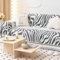 Couch Überzug 180x380cm, Zebrastreifen mit Fransen Couch Überzug 4 Sitzer Sofabezug Abwaschbar Grau Sofa Überzug für Ledersofa