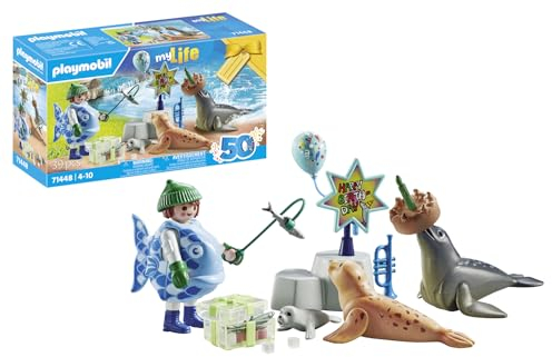 Playmobil 71448 myLife : Animatrice avec otarie et phoques - Bienvenue au Parc Animalier ! - Jeu de rôle Amusant et imaginatif - Dès 4 Ans