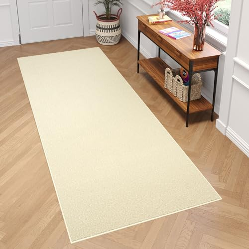 TAPISO Mono Läufer Teppich Kurzflor Indoor Outdoor UV-beständig Creme Einfarbig Wohnzimmer Schlafzimmer Kinderzimmer Modern Design ÖKO-TEX 120 x 250 cm