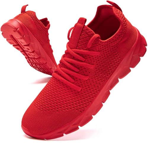 JUEQIBAA Herren Sneaker Schuhe Laufschuhe Sportschuhe Turnschuhe Sommer Schuhe Leichtgewichts Tennisschuhe Joggingschuhe Männer Fitnessschuhe Gym Running Shoes Herren Rot, EU 46