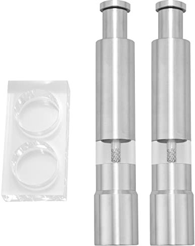 FutureHight Salz und Pfeffer Set Von 2, Pfeffer Salzstreuer Aus Edelstahl Druck Knopf Manuelles Glassalz und Pfeffer Set