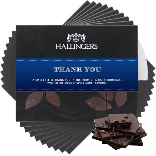 Hallingers Genuss Manufaktur Vegane Schokolade Dankeschön-Geschenk - Tafel handgeschöpfter Edelkakao ohne Alkohol edler Karton 10x Thank You Pur 85%, Geschenkidee für Frauen Männer