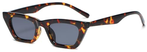 Long Keeper Vintage Cateye Sonnenbrille Damen Eckige Sonnenbrille Katzenaugen 90er Retro Cat Eye Brille Modern Sonnenbrillen für Frauen UV400 Schutz