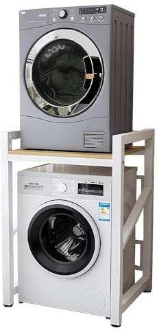 WPPTNSFY Armario para Lavadora de Tambor, Estante de Almacenamiento de Lavadora y Secadora, Kit de Apilamiento para Lavadora, Ajustable en Altura de 3 Niveles, Capacidad de 300 kg, Blanco