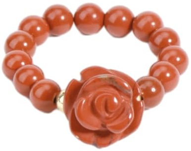 Tesselite Steinringe – Naturstein-Rosengirlande, 5 mm Perlen, handgravierte Kristallringe für Frauen, Hochzeitsschmuck und personalisierte, originelle