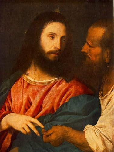 ENYLUFUT Berühmte Gemälde Leinwand Plakat Kunstwerk Dekor Das tribute money von tizian für Heimtextilien 60x90cm