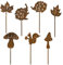 BOFUNX 7 Stück Rost Gartenstecker Herbst Gartendeko Roststecker Metall Rost Eichhörnchen Igel Pilz Herbstblätter Herbstdeko Tier Rostfigur Rost Deko für Herbst Garten Terrasse Balkon Blumentopf