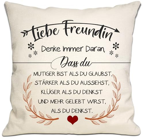Bommex Du mutiger bist als du glaubst Kissenbezüge für Freunde Frauen Mädchen inspirierendes Geschenk für lieben Freund Geburtstag Graduierung (Freundin)