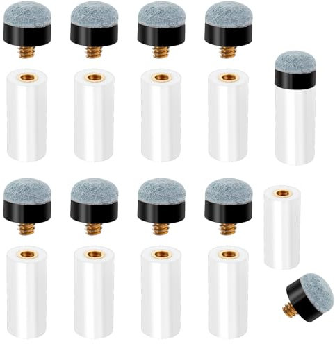 Teaaha 10PCS Pool Cue Tips 12mm Slip on Pool Stick Tips Soft Grey Billiard Replacement Cue Tips with Ferrules, Screw-On and Slip-On Pool Queue Stick Tips Kit(12mm)