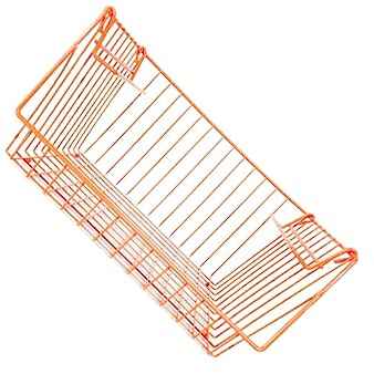 siduytin Stackable Wire Storage Basket, Large Organizer Storage Baskets, Bins for Organizing Pantry, Offices (Black, 2PCS), Orange, 32 * 26 * 16cm