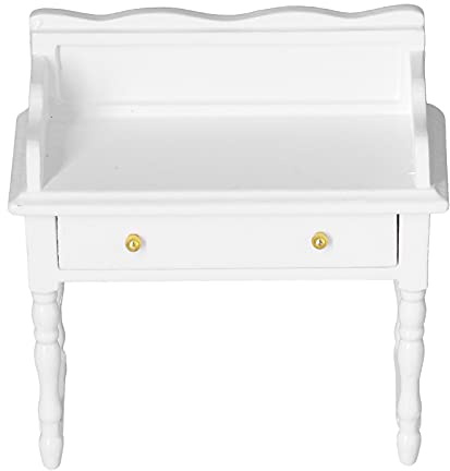 1:12 Puppenhaus-Schreibtisch, Miniatur-Puppenhaus-Tischmöbel-Dekoration weiß, Exquisites Birkenmaterial, Wunderbares Rollenspielzubehör für, Nagelneu, 3,7 X 3,5 X 1,6 Zoll