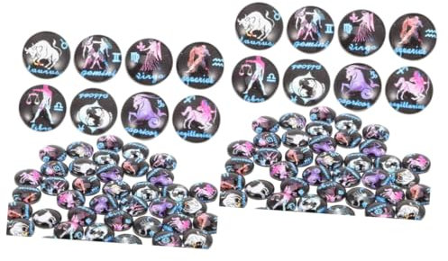 SHINEOFI 200 Stück 12 Konstellations-Cabochons Flatback-Dome-Cabochons Kuppel-Edelstein-Cabochons Halbe Runde wandverkleidung wanddeckoration flache Glascabochons Glasringgesichts-Cabochons