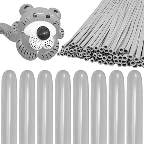 Luftballons Lang, Luftballon Modellieren, 100 StüCk 260q Modellier Luftballons, Ballon-Party, Hochzeit, Geburtstag, Hochzeit, Weihnachtsfeier, Ballons (Graue Farbe)