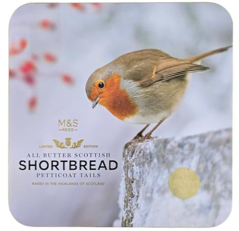 M&S Limited Edition All Butter Scottish Shortbread Petticoat Tails Robin/Fawn/Bunny Tin, 360g, 1x Random Tin