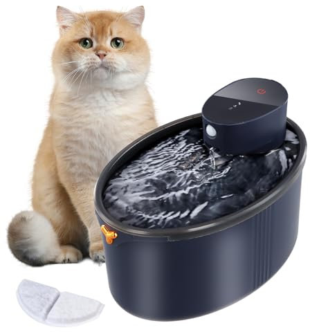Focenat 2,5L Fontaine a Eau Chat sans Fil,Silencieux Distributeur Eau Chat Automatique,Fontaine Eau Chat Detecteur de Mouvement,Fontaine à Chat avec Filtre,Attirer Les Animaux à Boire de l'eau