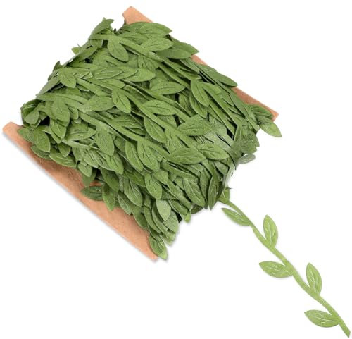 JIYIN 1 Rollen Künstliche Weinreben Band, 20m künstliche Reben Efeu Girlande Deko Zierband Künstliche Blätter Reben Girlande Grüne Rebe Künstliches Blattband für Wand Hochzeit Basteln Heimdekoration