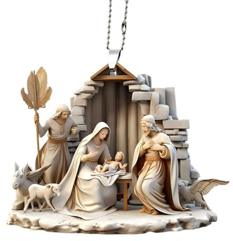 Weihnachtsdeko Christmas Decorations Krippenfiguren 2D Weihnachtsbaumschmuck Weihnachtskrippe Christbaumschmuck Krippe Weihnachten Weinachtsdekorationen Krippenzubehör Weihnachtsschmuck (C01)