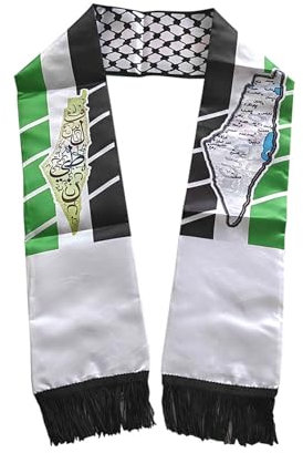 WLNEXT Bedruckter Palästina-Flaggen-Schal für formelle Veranstaltungen, Nationalflaggen, Fransenhalstuch, Satin-Schärpe, Mehrzweck-Kopftuch, C4