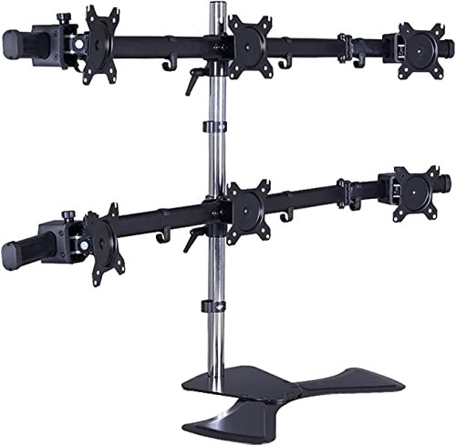 TV Stand TV Unit, Six Screens TV Stand Mount, Table Top TV Stand With Aluminum Material, Ergonomic Design, Tabletop TV Base Fits 15-27 Inch LED Screen Display TV Mount TV Stand