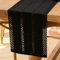 Jayusaror Tischläufer Schwarz Boho Makramee Modern Frühling Bauernhaus Klein Tischdecke Schmal Landhausstil Rustikaler Tisch Läufer Baumwolle Leinen Table Runner für Hochzeit Party Deko 30x180 cm