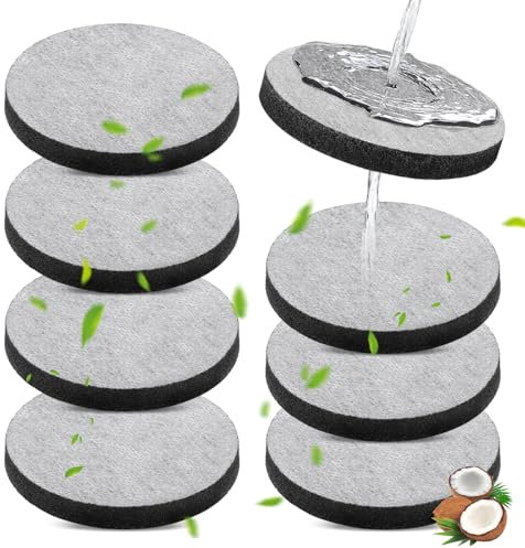 Teokantz Lot de 8 Disques Filtrants à Eau pour Brita Fill and Go Bouteilles Filtrantes, Filtre Gourde Réduisent le Chlore, les Microparticules et Autres Impuretés