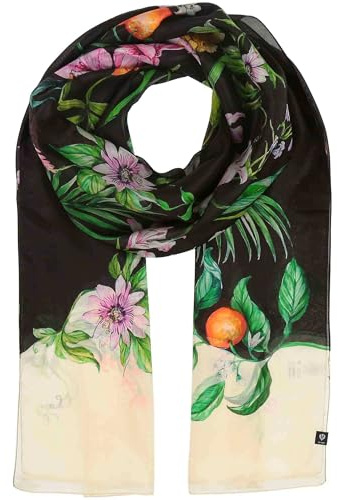 FRAAS Stola Damen aus 100% reiner Seide - 100 x 200 cm - Schicker Seidenschal mit Dschungel-Muster Caviar