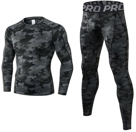 LNFINTDO Sl465-lf-us Sport Homme (Lot de 2) | Chaud et respirant, extensible dans les 4 sens, tissu à séchage rapide, haut à col rond et leggings thermiques pour