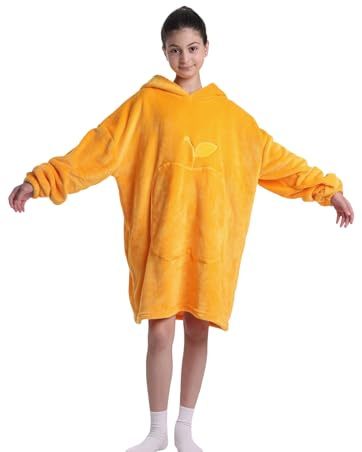 Shamdon Home Collection Kinder Übergroße Hoodie Decke, Kapuzenpullover Sweatshirt mit Ärmel und Tasche,Flanell Kuschelpullover für Mädchen Jungen Teenager
